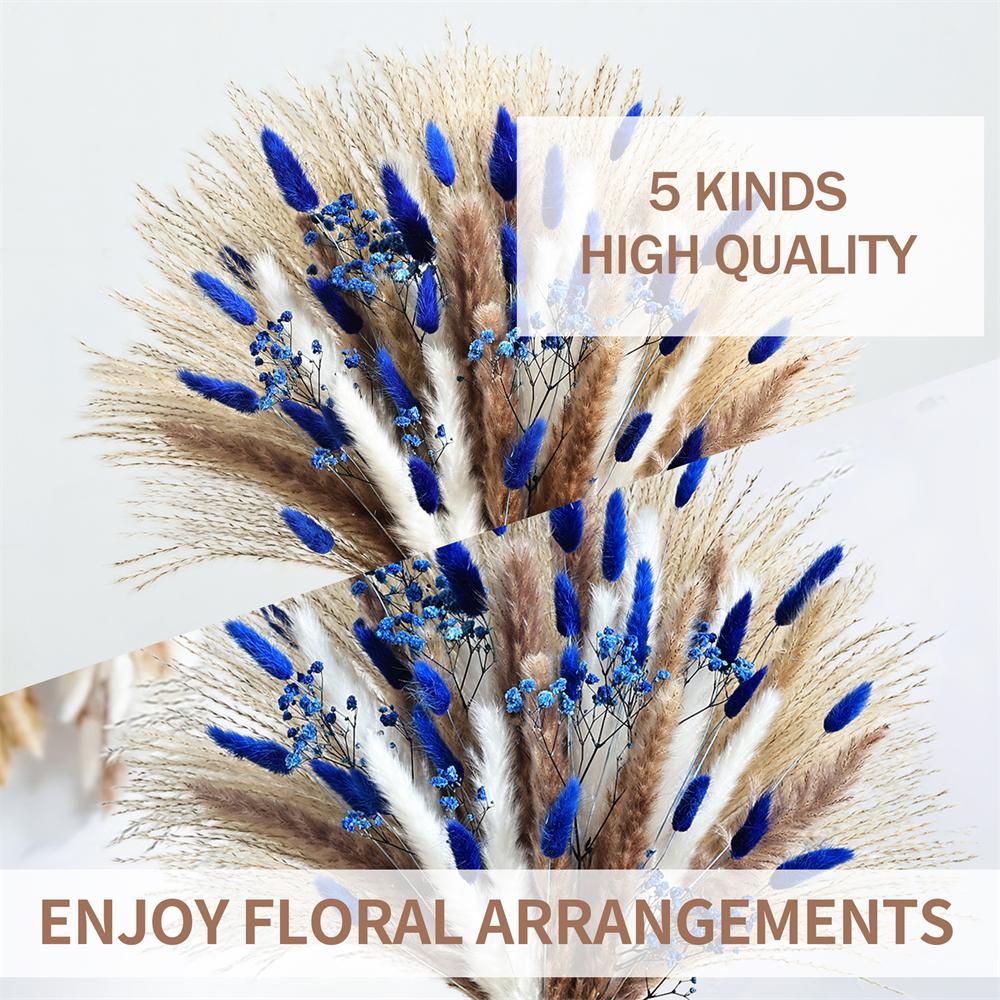 70本入り ブルー パンパスグラス 造花 ドライフラワー 本 - Dried Flower Bouquet のレビューと価格