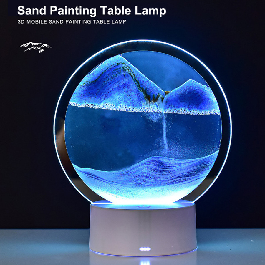 LED 16色 3D砂景ランプ RGB砂時計ライト 動く砂ア - Sand Art Picture のレビューと価格