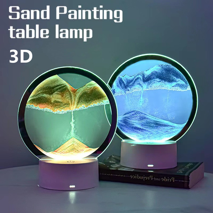 LED 16色 3D砂景ランプ RGB砂時計ライト 動く砂ア - Sand Art Picture のレビューと価格