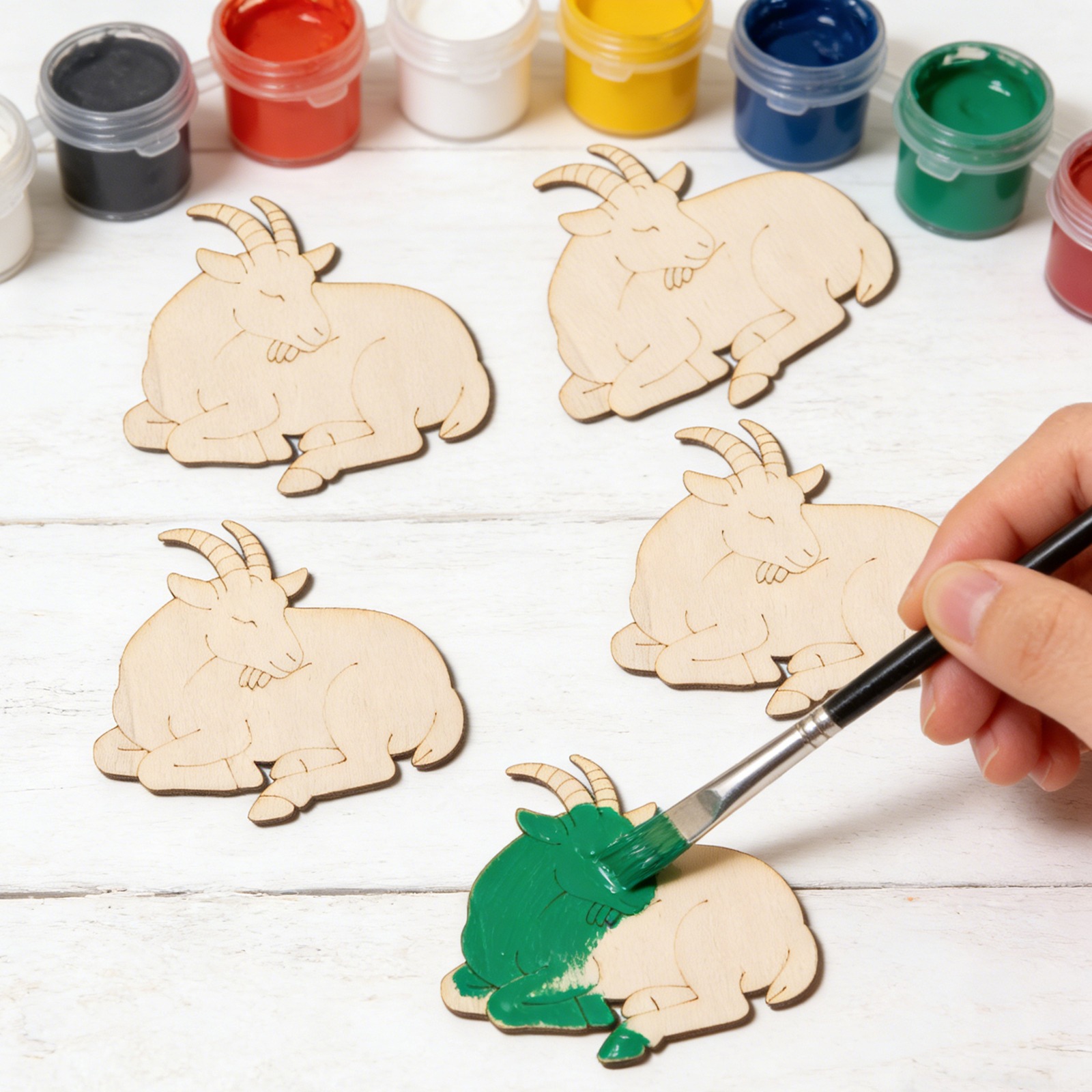 10個/セット 未完成の木製羊の動物オーナメント 木製クラフ - Home Decor Painting のレビューと価格