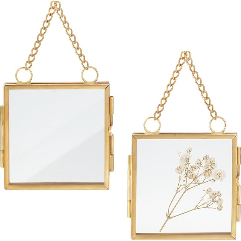 シンプルな金属製フォトフレーム、高透明ガラス製写真立て、植物 - Dried Flower Bouquet のレビューと価格