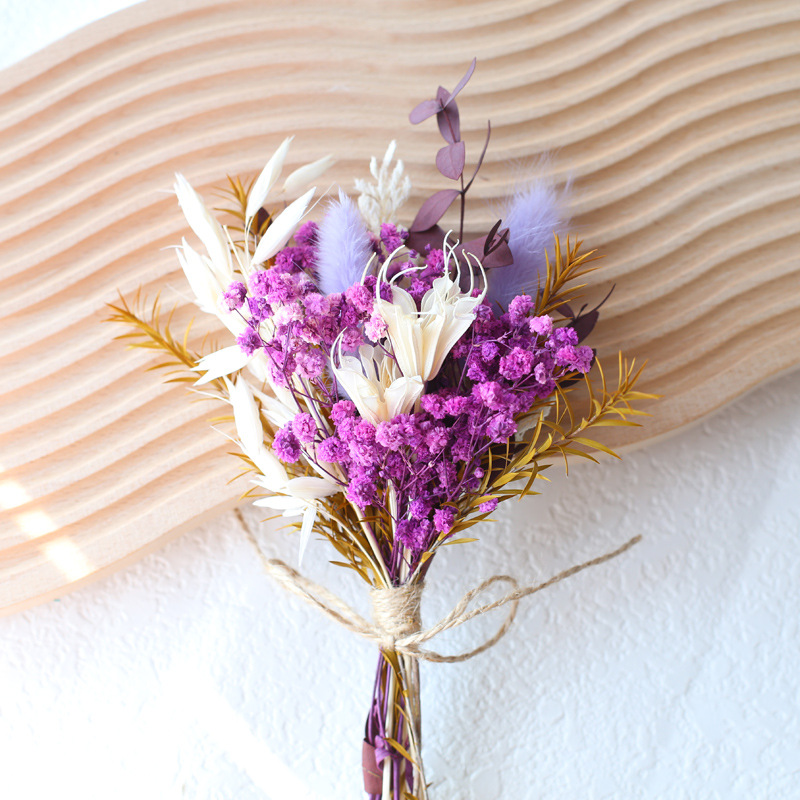 20CMの天然ドライフラワーブーケ、ジプソフィラとバニーテー - Dried Flower Bouquet のレビューと価格