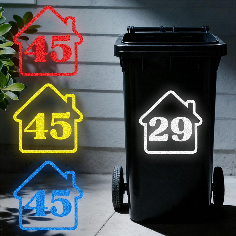 3 個カスタム反射ゴミ箱家番号ステッカーパーソナライズされた - Home Decor Sticker のレビューと価格