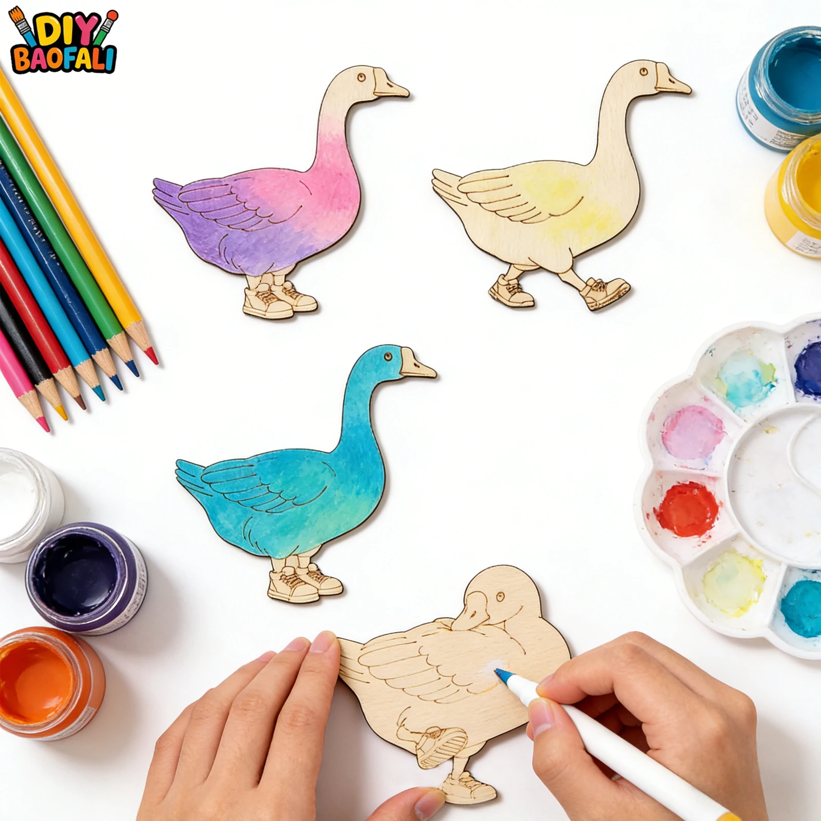 20個入り未完成木製クラフトセット 4種類のガチョウのオーナ - Home Decor Painting のレビューと価格
