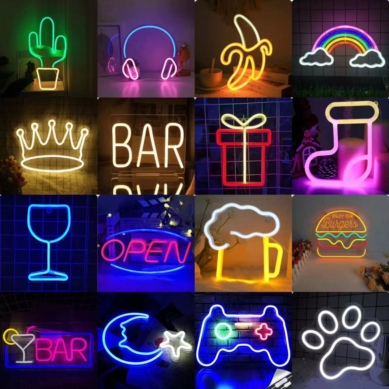 カスタムLEDネオンサイン USB/電池式 バー、寝室、ゲー - Neon Sign Led Custom のレビューと価格